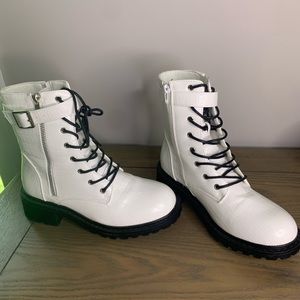 White Lace Up Boots
